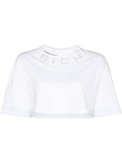 Alessandra Rich укороченная футболка с кристаллами
