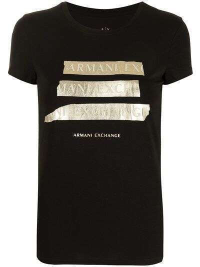 Armani Exchange футболка с логотипом металлик