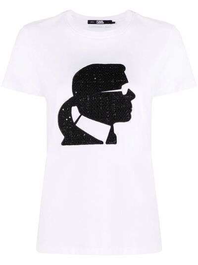 Karl Lagerfeld футболка с нашивкой Karl Profile из ткани букле