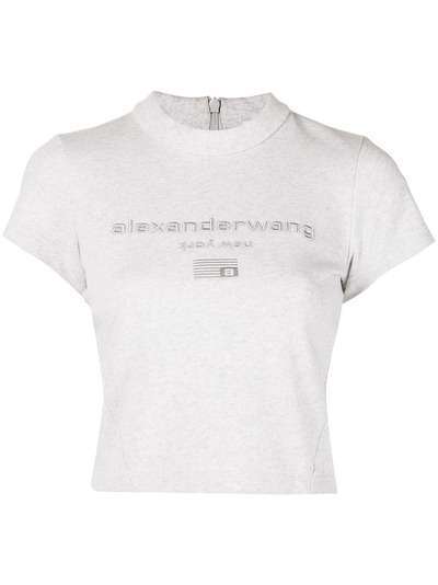 Alexander Wang укороченная футболка с вышитым логотипом