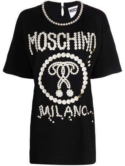 Moschino футболка с короткими рукавами и искусственным жемчугом