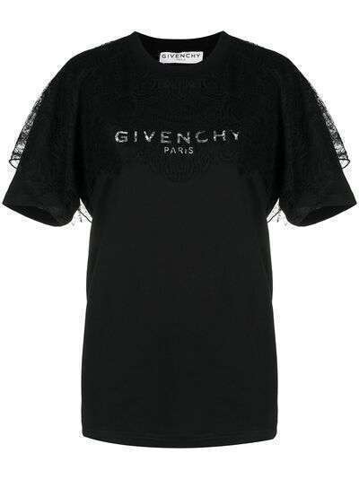 Givenchy футболка с кружевными вставками