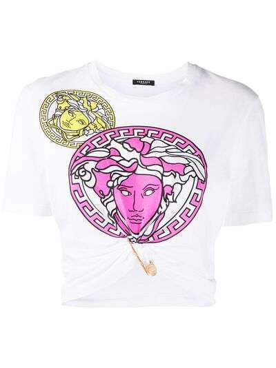 Versace укороченная футболка с принтом Medusa Amplified