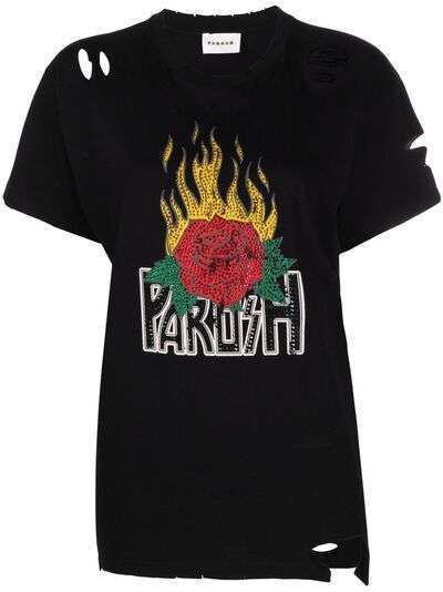 P.A.R.O.S.H. футболка с логотипом и эффектом потертости