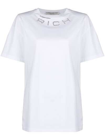 Alessandra Rich футболка с логотипом и кристаллами