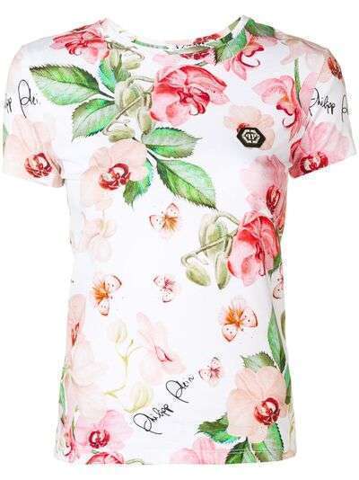 Philipp Plein футболка с цветочным принтом