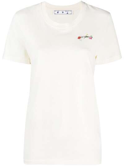 Off-White футболка с цветочной вышивкой и логотипом Arrows
