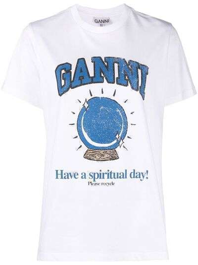GANNI футболка с принтом Have a spiritual day!
