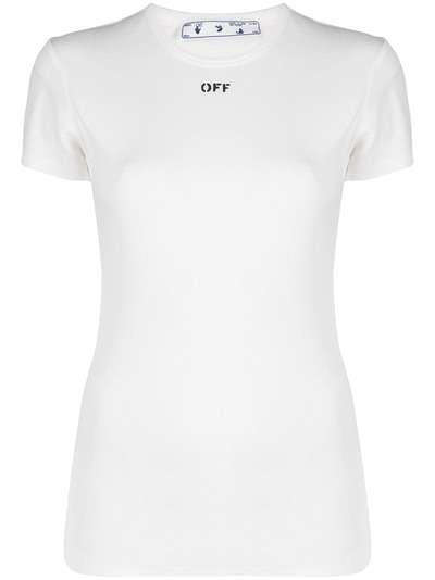 Off-White приталенная футболка с логотипом