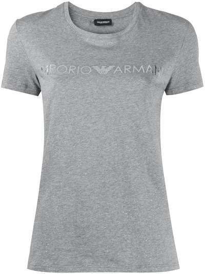 Emporio Armani футболка с круглым вырезом и логотипом металлик