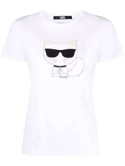 Karl Lagerfeld футболка Ikonik Choupette с графичным принтом