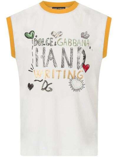 Dolce & Gabbana футболка с графичным принтом и рукавами кап