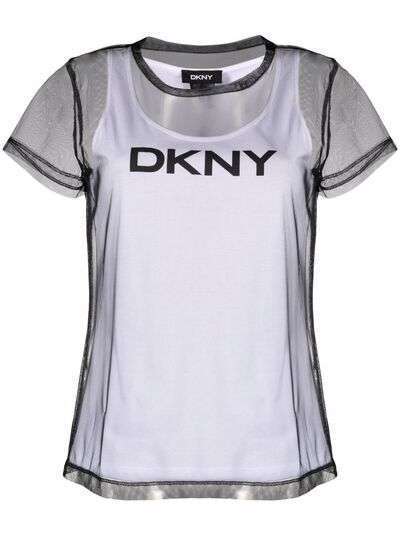 DKNY полупрозрачная футболка с логотипом