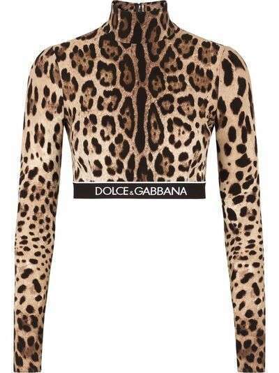 Dolce & Gabbana укороченный топ с леопардовым принтом