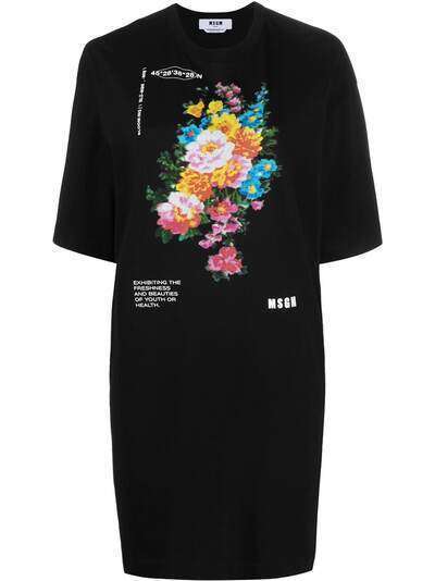 MSGM футболка с цветочным принтом