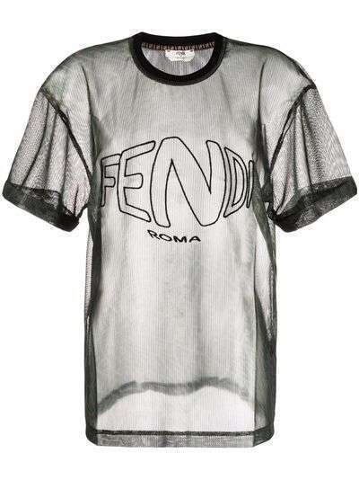 Fendi полупрозрачная футболка с монограммой