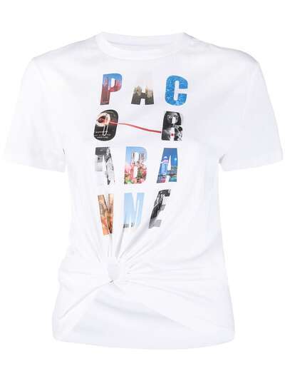 Paco Rabanne футболка с логотипом и сборками