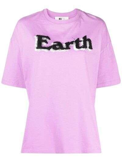 MSGM футболка с надписью Earth