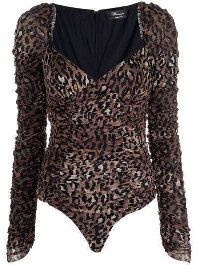 Blumarine leopard-print V-neck bodysuit