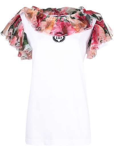 Dolce & Gabbana футболка с вышитым логотипом и оборками