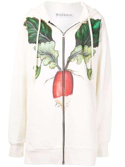 JW Anderson zip-fastening vegetable-print cotton hoodie