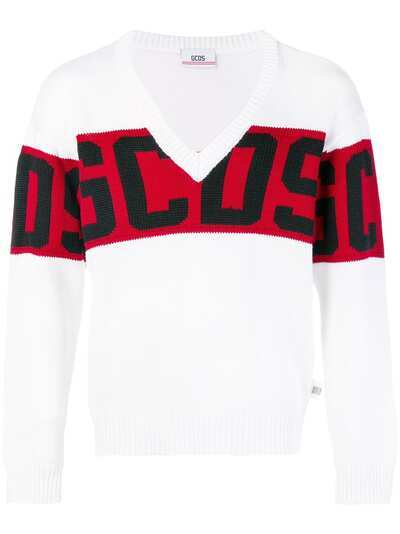 Gcds свитер с V-образной горловиной и логотипами