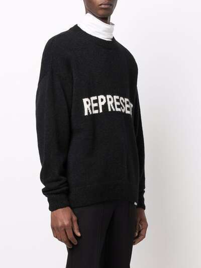 Represent intarsia-logo crewneck sweater