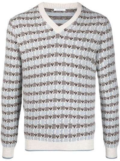 Malo intarsia-knit V-neck jumper