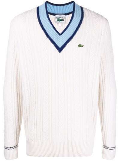 Lacoste свитер фактурной вязки с V-образным вырезом