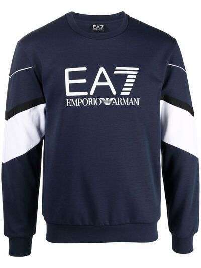 Ea7 Emporio Armani толстовка с отделкой в полоску и логотипом
