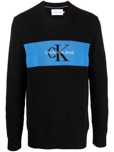 Calvin Klein Jeans джемпер в рубчик с логотипом