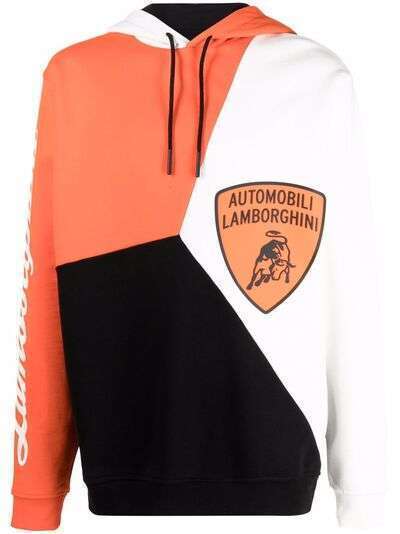 Automobili Lamborghini colour-block cotton hoodie