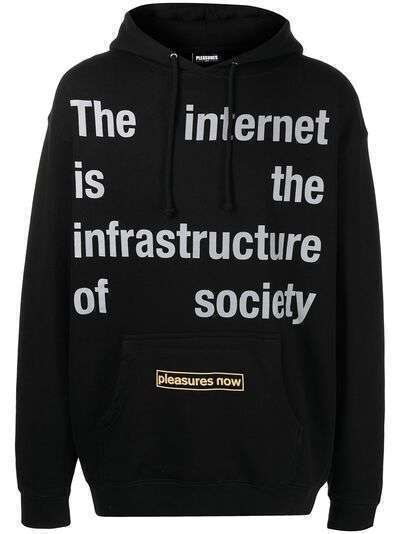 Pleasures Internet slogan-print cotton hoodie