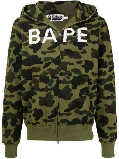 A BATHING APE® камуфляжное худи на молнии с логотипом