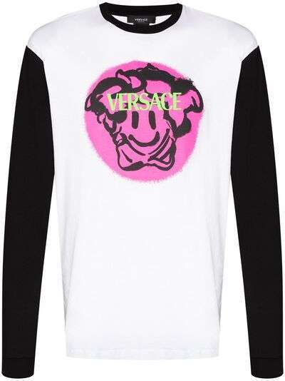 Versace футболка с принтом Medusa Smile и контрастными рукавами