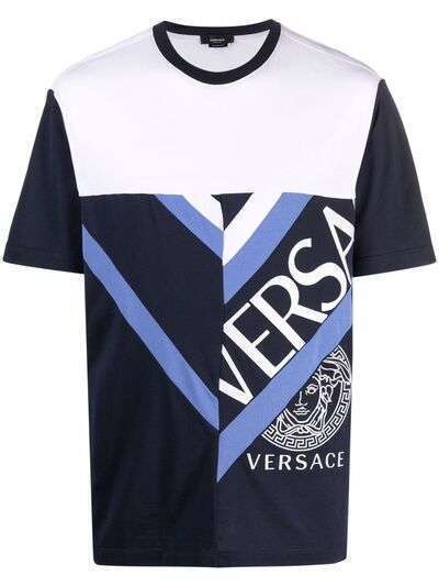 Versace футболка в технике пэчворк с логотипом