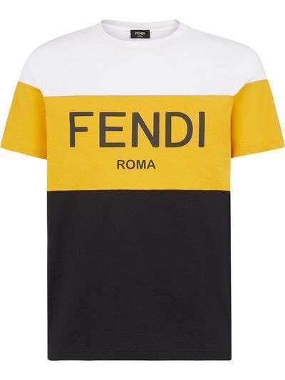 Fendi футболка в стиле колор-блок с логотипом