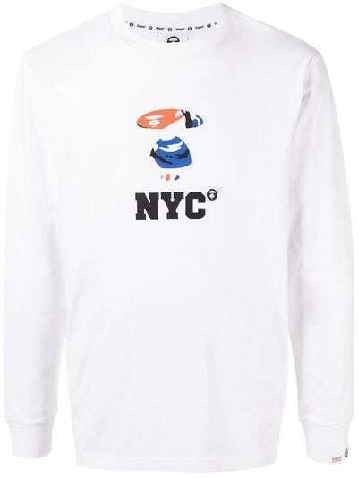 AAPE BY *A BATHING APE® рубашка с длинными рукавами и принтом NYC