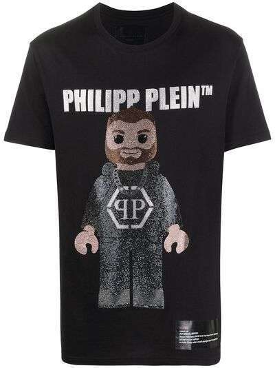 Philipp Plein футболка с логотипом и кристаллами