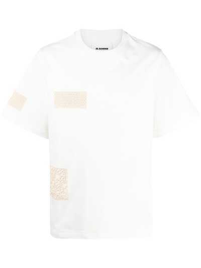Jil Sander футболка с нашивками в технике кроше