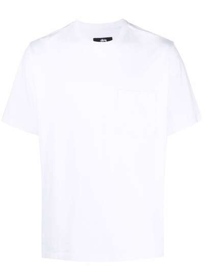 Stussy футболка с карманом и вышитым логотипом