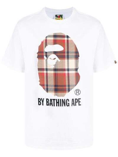 A BATHING APE® футболка с логотипом в клетку