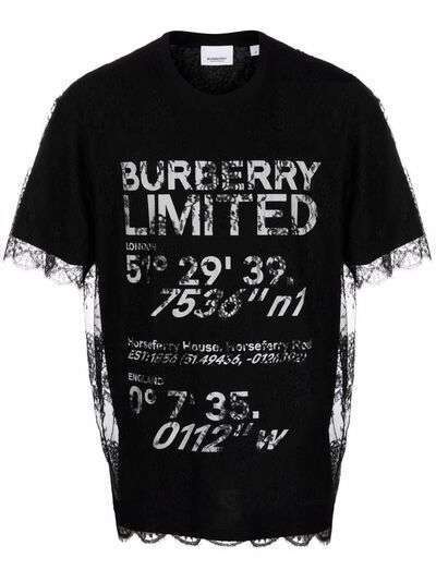 Burberry футболка с кружевным верхом