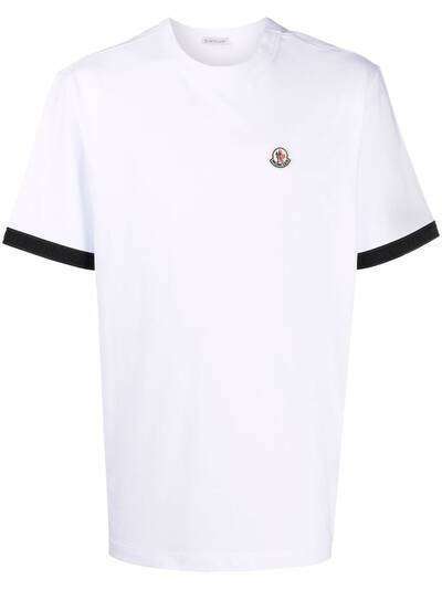 Moncler футболка с контрастной окантовкой и нашивкой-логотипом