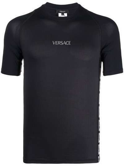 Versace футболка с логотипом и узором Greca