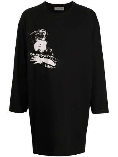 Yohji Yamamoto футболка оверсайз с принтом