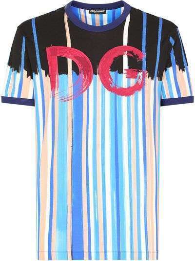 Dolce & Gabbana футболка в полоску с логотипом