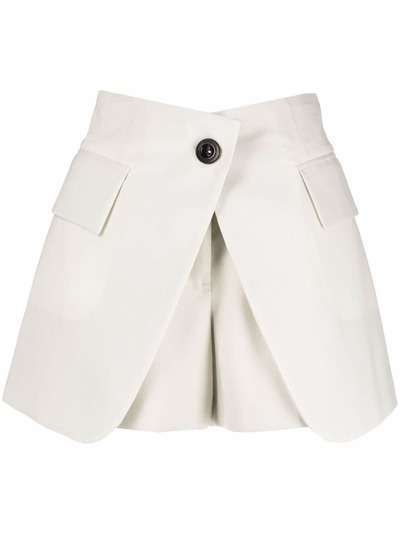 sacai layered wool shorts