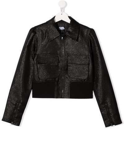 Karl Lagerfeld Kids куртка-рубашка с эффектом металлик