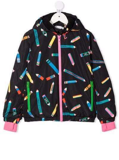 Stella McCartney Kids pencil-print hooded jacket